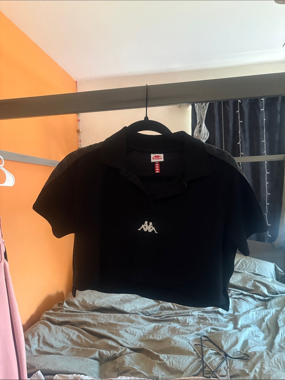 Kappa Black Cropped Kids Polo with White Logo
